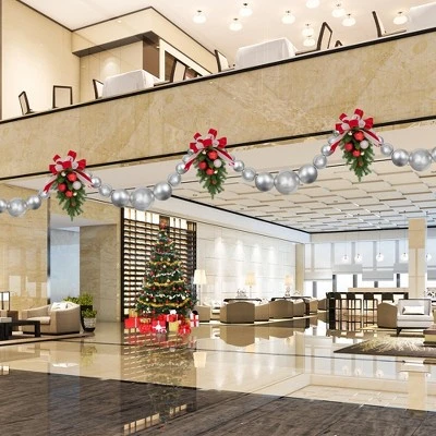 Northlight 6' Silver Shiny and Matte Shatterproof Ball Christmas Swag 5 Northlight 6' Silver Shiny and Matte Shatterproof Ball Christmas Swag - Image 3