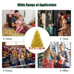 Tangkula Artificial Tinsel Christmas Tree Hinged Decoration Tree Champagne Gold -Outlet Xmas Decor Tree Store GUEST 6d45632c 5e33 4b96 9996 d1a42987591a