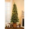 LuxenHome 6.5ft Pre-Lit LED Artificial Slim Fir Christmas Tree with Pot -Outlet Xmas Decor Tree Store GUEST 6d7ff4f8 31af 4685 8f05 bb2e6d624d0f