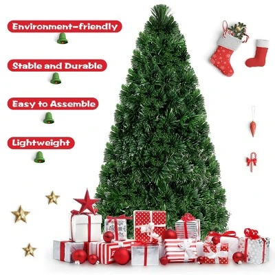 Costway Pre-Lit Fiber Optic Artificial PVC Christmas Tree 6Ft 5 Costway Pre-Lit Fiber Optic Artificial PVC Christmas Tree 6Ft - Image 3