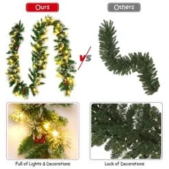 Costway 9ft Pre-lit Christmas Garland w/ Snow Flocked Tips Red Berries 50 Lights & Timer 16 Costway 9ft Pre-lit Christmas Garland w/ Snow Flocked Tips Red Berries 50 Lights & Timer -Outlet Xmas Decor Tree Store GUEST 6e1c01c0 f2ad 43a5 a9de 78519c5cb3ce