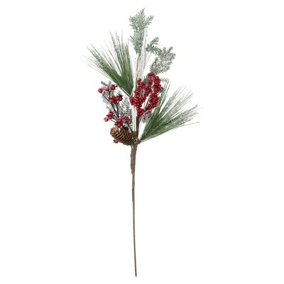 Northlight 31" Green and Red Frosted Artificial Christmas Spray with Berries and Pine Cones 5 Northlight 31" Green and Red Frosted Artificial Christmas Spray with Berries and Pine Cones - Image 3