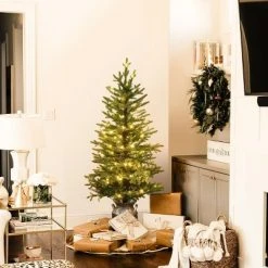 LuxenHome 4ft Pre-Lit LED Artificial Fir Christmas Tree with Silver Metal Pot -Outlet Xmas Decor Tree Store GUEST 6fc1ddc4 e07e 47e3 8dbb ca2bc74ca6ac