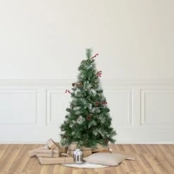 Northlight 4' Pre-Lit Frosted Carolina Berry Spruce Artificial Christmas Tree, Clear Lights