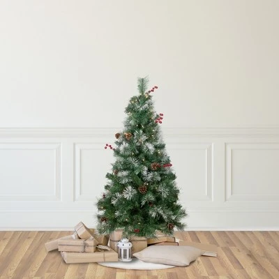 Northlight 4' Pre-Lit Frosted Carolina Berry Spruce Artificial Christmas Tree, Clear Lights 3 Northlight 4' Pre-Lit Frosted Carolina Berry Spruce Artificial Christmas Tree, Clear Lights
