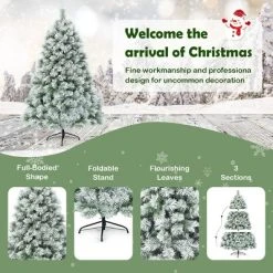 Tangkula Snow Flocked Artificial Christmas Tree Hinged Decoration Pine Tree -Outlet Xmas Decor Tree Store GUEST 70ac74a5 14be 4c76 9a81 060f3068ebbf