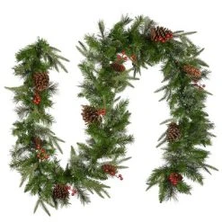 National Tree Company Pre-Lit 'Feel Real' Artificial Christmas Garland, Green, Colonial Fir, White Lights, With Pine Cones, Plug In, 9 Feet -Outlet Xmas Decor Tree Store GUEST 70eab96e 664e 4a25 af50 c9740fb8f624