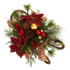 Nearly Natural 18-in Christmas Sleigh with Poinsettia, Berries and Pinecone Artificial Arrangement with Ornaments 9 Nearly Natural 18-in Christmas Sleigh with Poinsettia, Berries and Pinecone Artificial Arrangement with Ornaments -Outlet Xmas Decor Tree Store GUEST 7132bcde 3fd7 47c6 b100 4639af5de64b