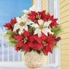 Collections Etc. Collections Etc Faux Red & White Poinsettia Floral Picks with Ornaments 10 X 10 X 14 -Outlet Xmas Decor Tree Store GUEST 71467530 0ca7 4f11 806e 13373e9edafa