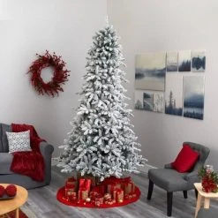 9ft Nearly Natural Pre-Lit LED Flocked Full Livingston Fir with Pinecones Artificial Christmas Tree Clear Lights -Outlet Xmas Decor Tree Store GUEST 714b716f 4c0c 412e b0e0 4aea2de5ce86