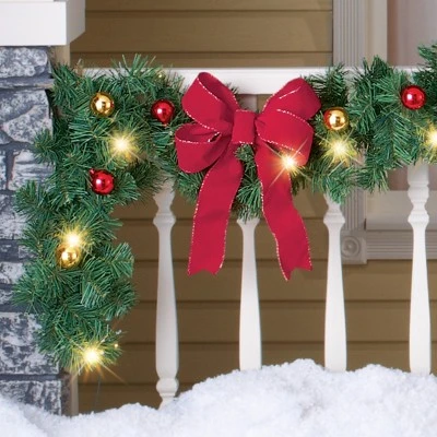 Collections Etc. Collections Etc Decorated Solar Lighted Christmas Garland 4 Collections Etc. Collections Etc Decorated Solar Lighted Christmas Garland - Image 2