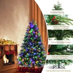 Tangkula Hinged Life-Like Christmas Tree W/ LED Lights Pre-Lit Artificial Xmas Tree W/ PE & PVC Leaves -Outlet Xmas Decor Tree Store GUEST 71c11a9b 03a9 4840 969d 9f8c3413caef