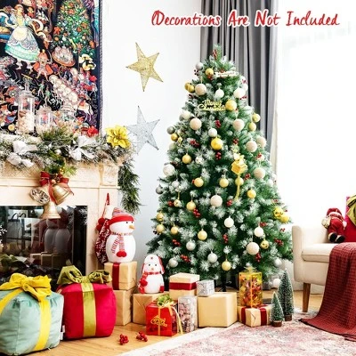 Costway 6ft Unlit Hinged Artificial Christmas Tree w/Snow Flocked Tips and Red Berries 6 Costway 6ft Unlit Hinged Artificial Christmas Tree w/Snow Flocked Tips and Red Berries - Image 4