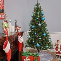 National Tree Company 7.5 ft Pre-Lit Artificial Slim Christmas Tree, Green, Aspen Spruce, Multicolor Lights, Includes Stand -Outlet Xmas Decor Tree Store GUEST 720e219e 9e45 4528 979e 73d6a30ad1cb