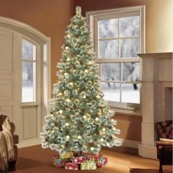 Puleo 7.5' Pre-Lit LED Full Carolina Pine Artificial Christmas Tree White Lights