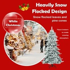 Tangkula 7ft Snow Flocked Fir Artificial Christmas Tree Hinged Decoration Pine Tree -Outlet Xmas Decor Tree Store GUEST 72e9b19f ef74 4d58 84af 44ede773f993