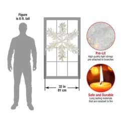 National Tree Company 32" White Iridescent Tinsel Snowflake with Battery Operated Warm White LED Lights -Outlet Xmas Decor Tree Store GUEST 72f8e06e c53e 4309 aef9 04b08a4e7f7e