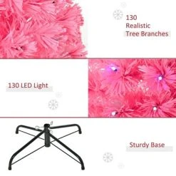 HOMCOM 4ft Fir Artificial Christmas Tree with Realistic Branches, 130 Multi-Color Fiber Optic LED Lights and 130 Tips, Pink 10 HOMCOM 4ft Fir Artificial Christmas Tree with Realistic Branches, 130 Multi-Color Fiber Optic LED Lights and 130 Tips, Pink -Outlet Xmas Decor Tree Store GUEST 7393520a 07db 4f7d ac5d bdbca63566aa
