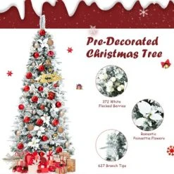 Tangkula 7FTSlim Pencil Tree Hinged Artificial Christmas Tree W/627 Branches Tips -Outlet Xmas Decor Tree Store GUEST 7397bb6e c30c 458b 99b5 4ea53d89e6d4