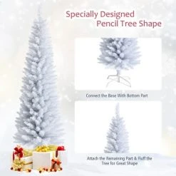 Costway 6ft Unlit Artificial Slim Pencil Christmas Tree with Metal Stand White 19 Costway 6ft Unlit Artificial Slim Pencil Christmas Tree with Metal Stand White -Outlet Xmas Decor Tree Store GUEST 7492203f c8ba 40f7 b96d 782521b69e1c