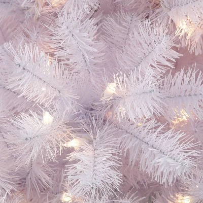 6.5ft Puleo Pre-Lit White Northern Fir Artificial Christmas Tree Clear Lights 4 6.5ft Puleo Pre-Lit White Northern Fir Artificial Christmas Tree Clear Lights - Image 2