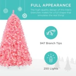 Best Choice Products Pre-Lit Pink Christmas Tree, Artificial Full Holiday Decoration w/ Branch Tips, Incandescent Lights -Outlet Xmas Decor Tree Store GUEST 756fe15f 6d95 4651 990f bde870e22f7f