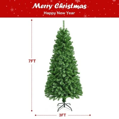 Costway 7ft Pre-lit Fiber Optic PVC Artificial Christmas Tree w/ 820 Branch Tips 5 Costway 7ft Pre-lit Fiber Optic PVC Artificial Christmas Tree w/ 820 Branch Tips - Image 3