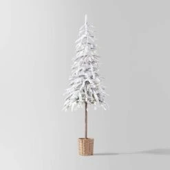 Pre-lit LED Dewdrop Downswept Flocked Balsam Fir with Basket Artificial Christmas Tree Warm White Lights - Wondershop™ -Outlet Xmas Decor Tree Store GUEST 759db229 5a71 4172 aeab a300296688ca