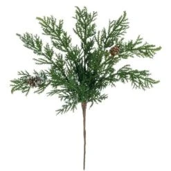 Sullivans Artificial Cypress with Snow Pick 10"H Green