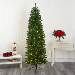 Nearly Natural Pre-Lit LED Slim Green Mountain Pine Artificial Christmas Tree Clear Lights -Outlet Xmas Decor Tree Store GUEST 760daacb fa13 4c32 be1c 377f516cb91c 1