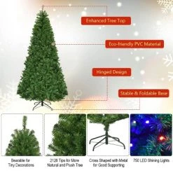 Costway 8Ft Pre-Lit Artificial Christmas Tree Hinged 750 LED Lights -Outlet Xmas Decor Tree Store GUEST 761f02cd 6115 474d 8832 b9378e4c5c53