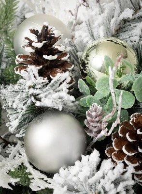 Sullivans Pine & Ornament Artificial Orb Decorative Filler 10"H Silver 3 Sullivans Pine & Ornament Artificial Orb Decorative Filler 10"H Silver