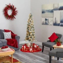 6ft Nearly Natural Pre-Lit Flocked Alpine Artificial Christmas Tree Clear Lights -Outlet Xmas Decor Tree Store GUEST 77579230 a1e8 41fc bee7 465b16713e76