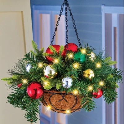 Collections Etc. Collections Etc Lighted Ornament Hanging Basket Arrangement with Hook 12 X 12 X 17 3 Collections Etc. Collections Etc Lighted Ornament Hanging Basket Arrangement with Hook 12 X 12 X 17