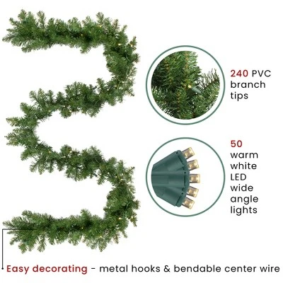 Northlight 9' x 12" Pre-Lit Buffalo Fir Artificial Christmas Garland - Warm White LED Lights 7 Northlight 9' x 12" Pre-Lit Buffalo Fir Artificial Christmas Garland - Warm White LED Lights - Image 5