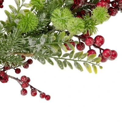 Northlight 5' x 8" Frosted Red Berry and Pine Artificial Christmas Garland, Unlit 4 Northlight 5' x 8" Frosted Red Berry and Pine Artificial Christmas Garland, Unlit - Image 2