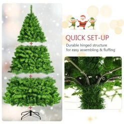 Costway 7.5ft Green Flocked Hinged Artificial Christmas Tree w/ Metal Stand Green -Outlet Xmas Decor Tree Store GUEST 7971e6b2 2436 4fa6 8e0c fdbc8fdc0326