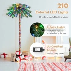 Costway 6FT Pre-Lit Artificial Tropical Christmas Palm Tree w/ 210 Multi-Color Lights -Outlet Xmas Decor Tree Store GUEST 7993db96 9e83 46a3 8b17 a023b1dbccf6