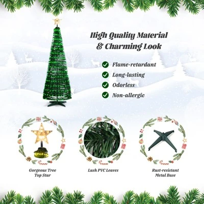 Tangkula 6FT Pop-up Pre-lit Christmas Tree Collapsible Artificial Xmas Tree w/282 RGB Multi-color Lights Tree Top Star, Metal Base 6 Tangkula 6FT Pop-up Pre-lit Christmas Tree Collapsible Artificial Xmas Tree w/282 RGB Multi-color Lights Tree Top Star, Metal Base - Image 4