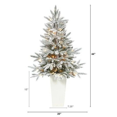Nearly Natural 44-in Flocked Manchester Spruce Artificial Christmas Tree with 50 Lights and 133 Bendable Branches in White Planter 3 Nearly Natural 44-in Flocked Manchester Spruce Artificial Christmas Tree with 50 Lights and 133 Bendable Branches in White Planter
