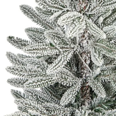 Nearly Natural 44-in Flocked Manchester Spruce Artificial Christmas Tree with 50 Lights and 133 Bendable Branches in White Planter 6 Nearly Natural 44-in Flocked Manchester Spruce Artificial Christmas Tree with 50 Lights and 133 Bendable Branches in White Planter - Image 4