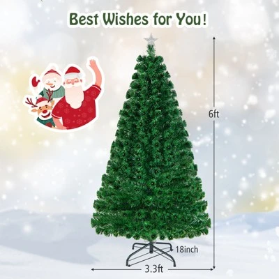 Tangkula 6' Pre-Lit Optical Fiber Artificial Christmas Tree w/ Multicolor LED Lights & Stand 10 Tangkula 6' Pre-Lit Optical Fiber Artificial Christmas Tree w/ Multicolor LED Lights & Stand - Image 8