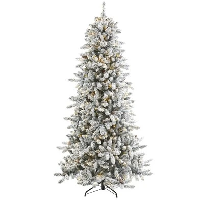 Nearly Natural Pre-Lit LED Flocked Livingston Fir Artificial Christmas Tree with Pinecones Clear Lights 9 Nearly Natural Pre-Lit LED Flocked Livingston Fir Artificial Christmas Tree with Pinecones Clear Lights - Image 7
