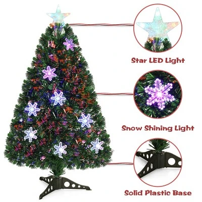 Costway 3FT Pre-Lit Fiber Optic Artificial Christmas Tree with Multicolor Led Lights 6 Costway 3FT Pre-Lit Fiber Optic Artificial Christmas Tree with Multicolor Led Lights - Image 4