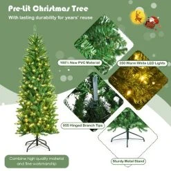 Tangkula Pre-lit Hinged Artificial Pencil Fir Christmas Tree with UL-listed Lights 18 Tangkula Pre-lit Hinged Artificial Pencil Fir Christmas Tree with UL-listed Lights -Outlet Xmas Decor Tree Store GUEST 7afed504 6e13 49d4 befa f5eb23eebc54