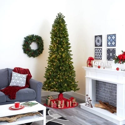 Nearly Natural 8' Pre-Lit LED Slim Virginia Spruce Artificial Christmas Tree Multifunctional Clear Lights 9 Nearly Natural 8' Pre-Lit LED Slim Virginia Spruce Artificial Christmas Tree Multifunctional Clear Lights - Image 7