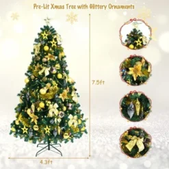 Tangkula Lush Artificial Christmas Tree 7.5ft Pre-Lit Xmas Hinged Tree W/ 250 Replaceable LED Lights -Outlet Xmas Decor Tree Store GUEST 7b65e5e5 2f8a 4a7a b3ac 84e76a703d13