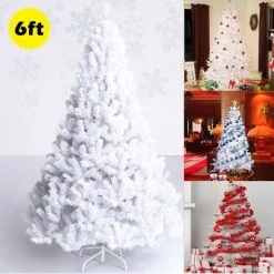 Costway 5Ft/6Ft/7Ft/8Ft Artificial PVC Christmas Tree W/Stand Holiday Season Indoor Outdoor White