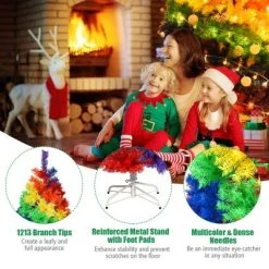 Costway 7FT Artificial Hinged Colorful Rainbow Full Fir Christmas Tree with 1213 Tips -Outlet Xmas Decor Tree Store GUEST 7c216011 1c71 4b00 9fe8 f9e09fd283c3