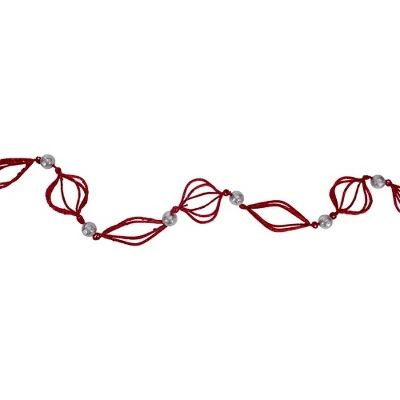 Kurt S. Adler 6' Red Glittered Finial and Onion with Silver Ball Christmas Garland 3 Kurt S. Adler 6' Red Glittered Finial and Onion with Silver Ball Christmas Garland